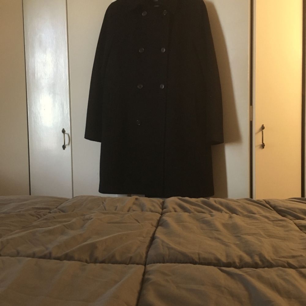 J. CREW Wool Cashmere Double Breasted Mid Length Black Pea Coat: Women's 6